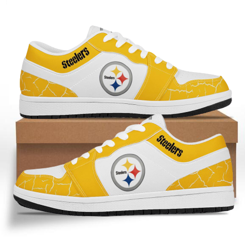 Men's Pittsburgh Steelers Low Top Leather AJ1 Sneakers 001